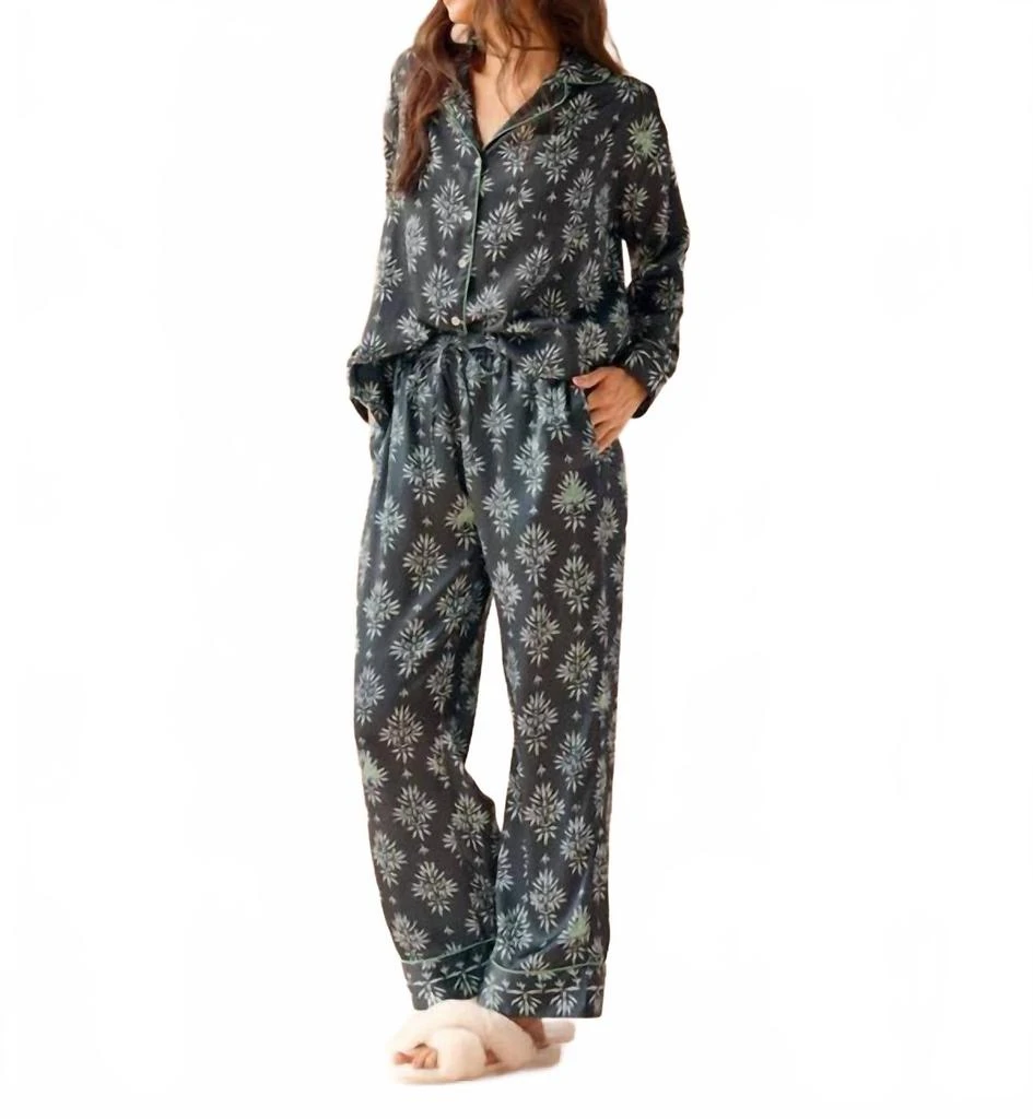 OMIKA Long Sleeve Pj Pant Set In Goa Lotus Ink 2