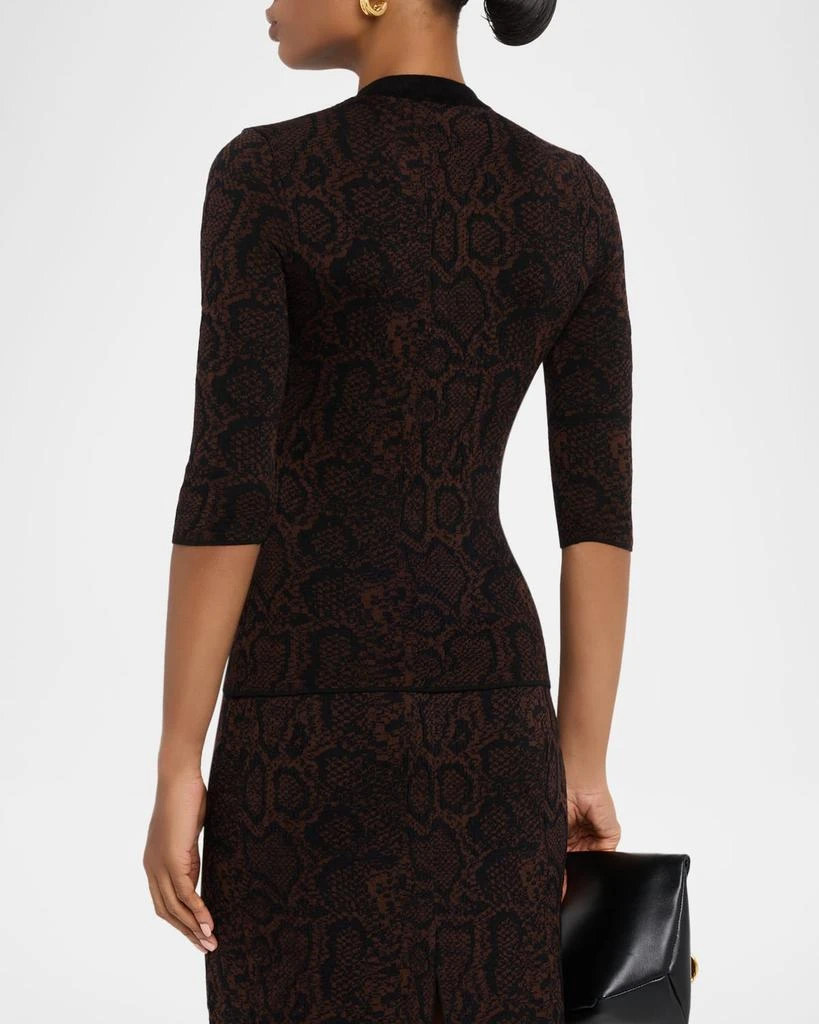 Stella McCartney Textured Snake Jacquard Elbow-Sleeve Top 3