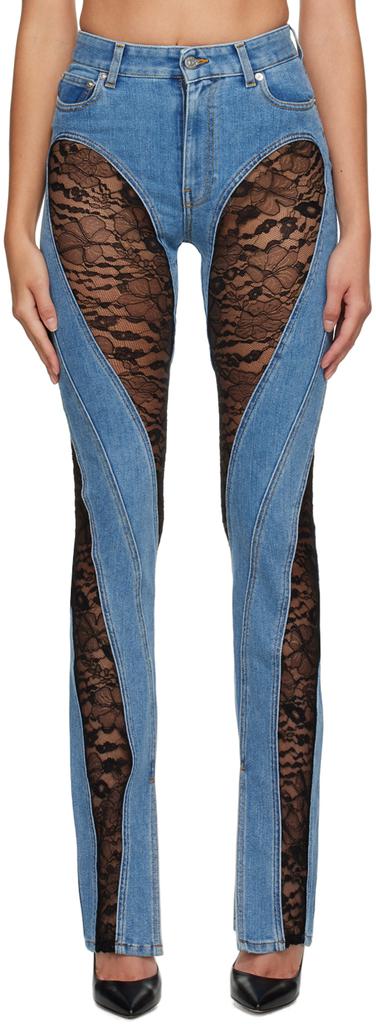 Mugler Blue Lace Jeans - Pants - BeyondStyle