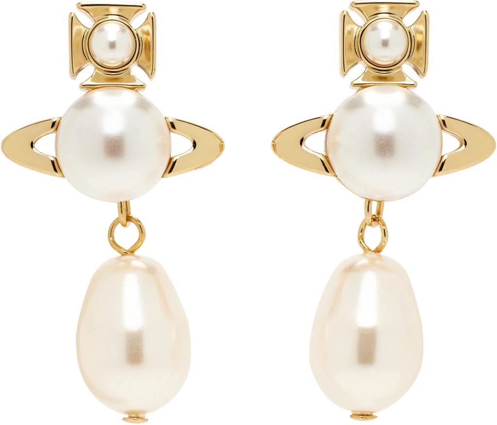 Vivienne Westwood Gold & White Inass Earrings 1