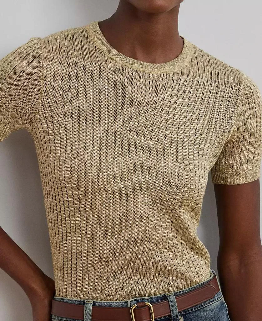 Ralph Lauren Women's Metallic Rib-Knit Short-Sleeve Sweater 3