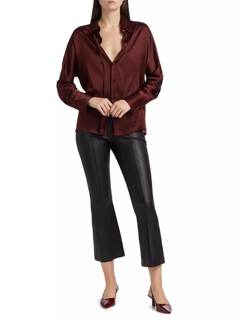 Vince Cropped Flare Stretch-Leather Pants 2
