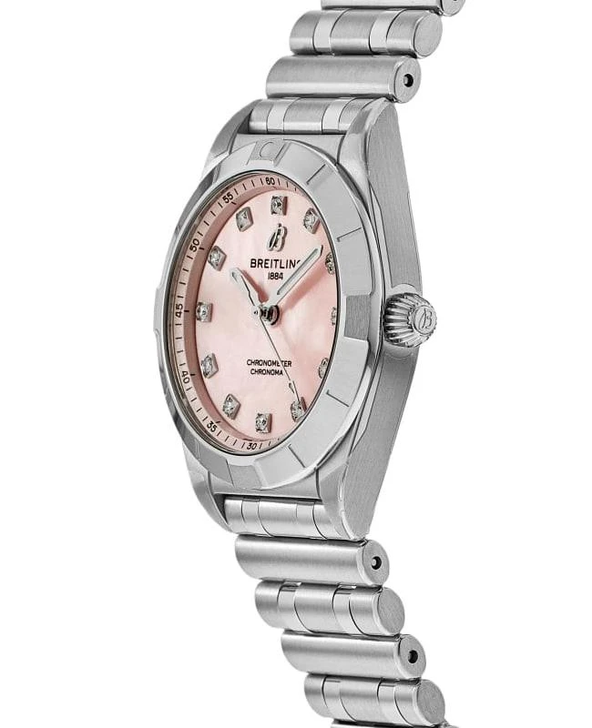 BREITLING Breitling Chronomat 28 Pink Mother of Pearl Diamond Dial Steel Women's Watch A72310101K1A1 3