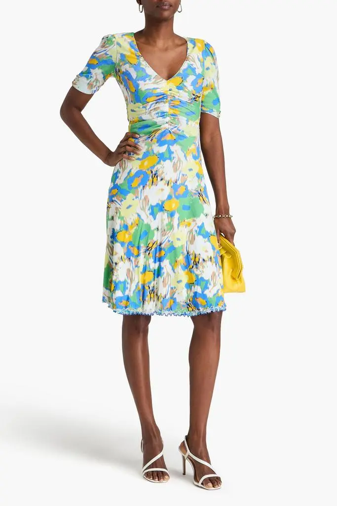 Diane von Furstenberg Koren reversible ruched floral-print mesh dress 5