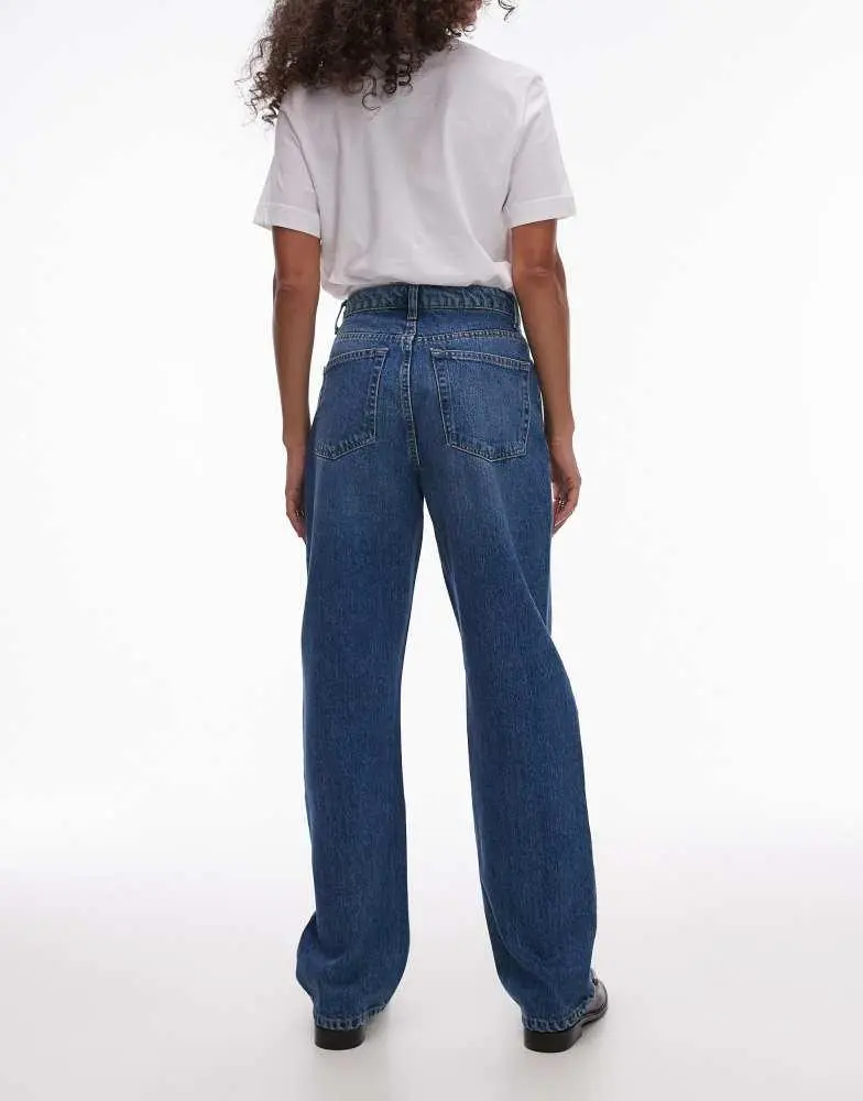 Topshop Topshop Kort high rise straight jean in vintage blue 2