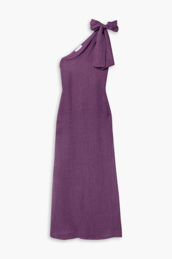 LISA MARIE FERNANDEZ One-shoulder linen-blend gauze maxi dress 1