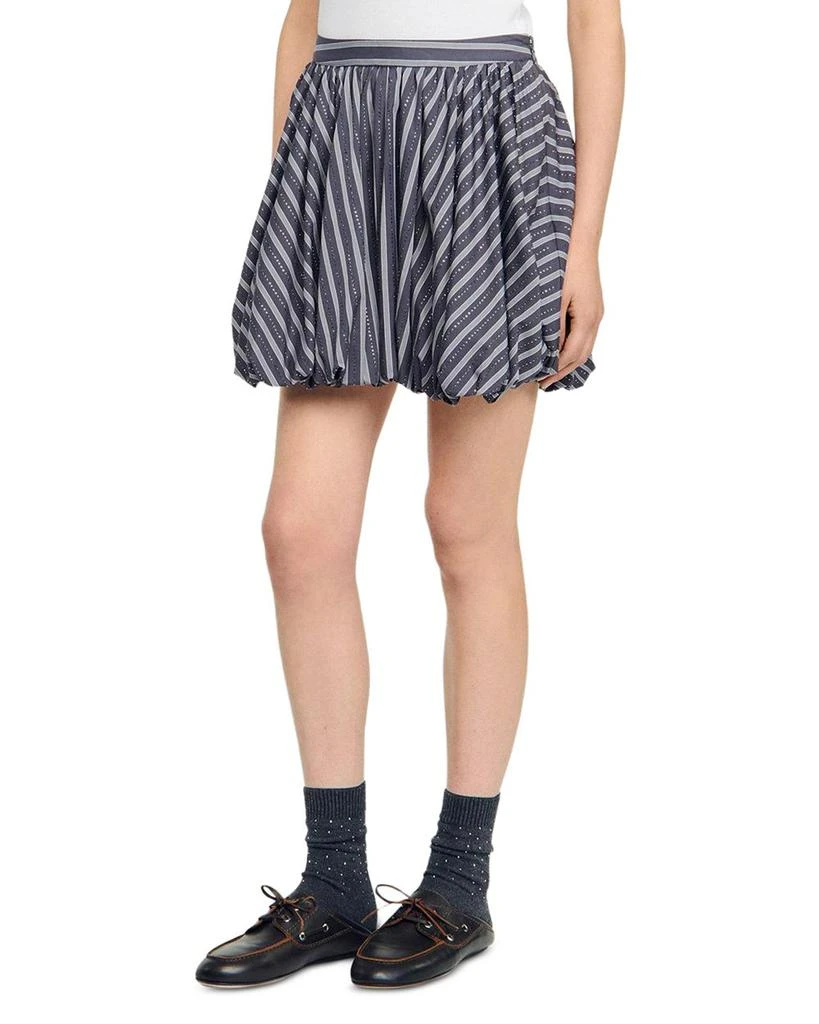 Sandro Striped Rhinestone Bubble Hem Skirt 1