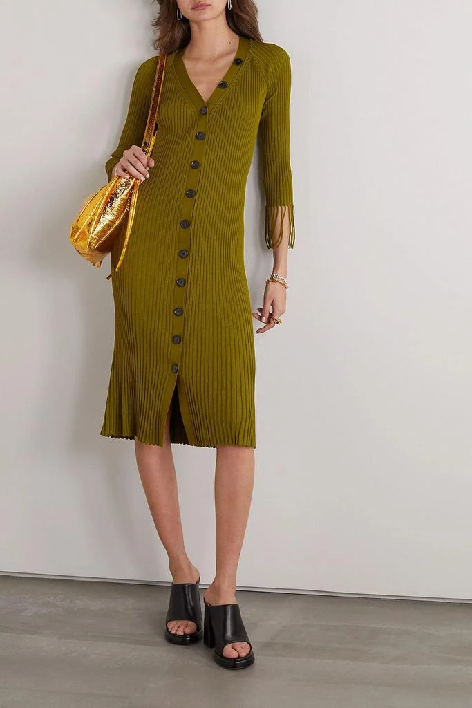 Proenza Schouler Fringed ribbed-knit midi dress 2
