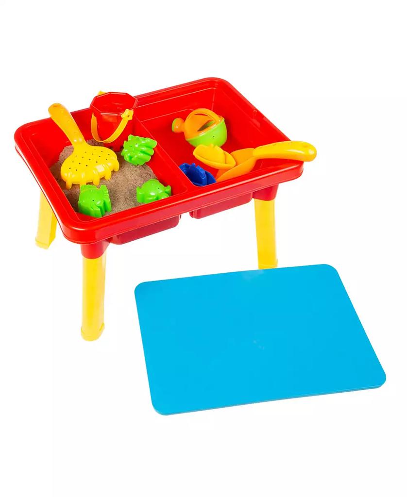 Trademark Global Hey Play Water Or Sand Sensory Table With Lid And Toys - Portable Covered Activity Playset For The Beach, Backyard Or Classroom