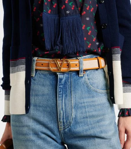 Valentino VLogo canvas and leather belt 2