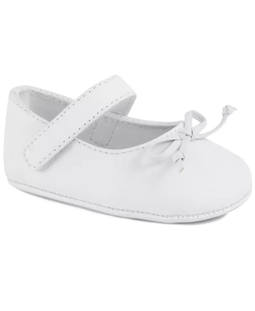 Baby Deer Baby Girl Leather-Like Skimmer with Spaghetti Bow Overlay