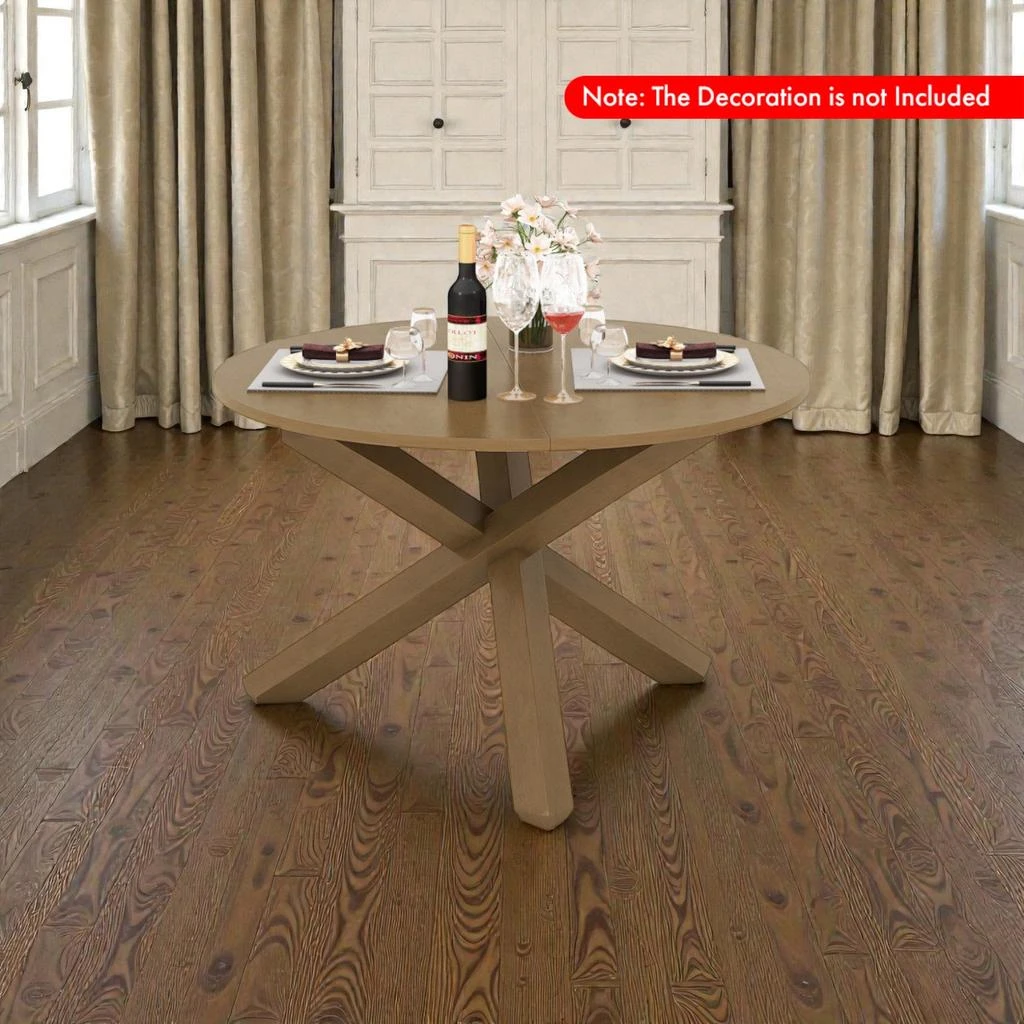 Hivvago 47-Inch Round Table with Durable Acacia Legs for 4-6 Guests 2