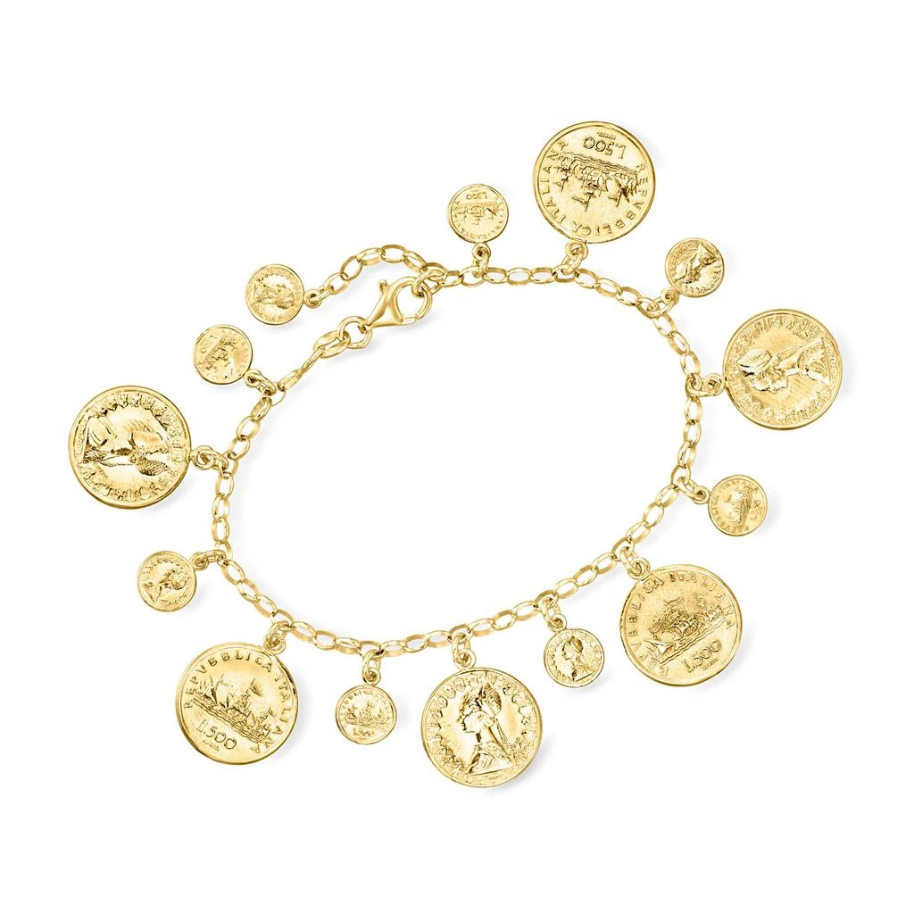 Ross-Simons Italian 18kt Gold Over Sterling Replica 500-Lira Coin Bracelet 1
