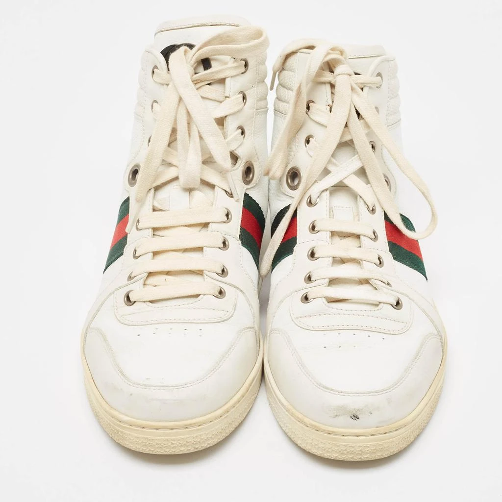 Gucci Gucci White Leather Web Detail High Top Sneakers Size 43 3