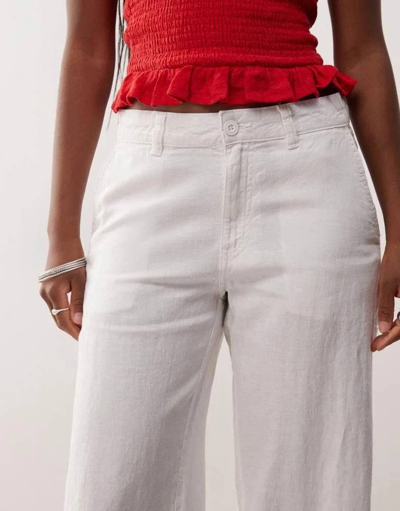 Weekday Weekday loose carpenter linen blend trousers in white 5