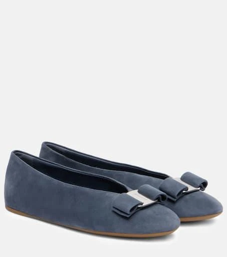 Salvatore Ferragamo Vanna bow-detail suede ballet flats 1