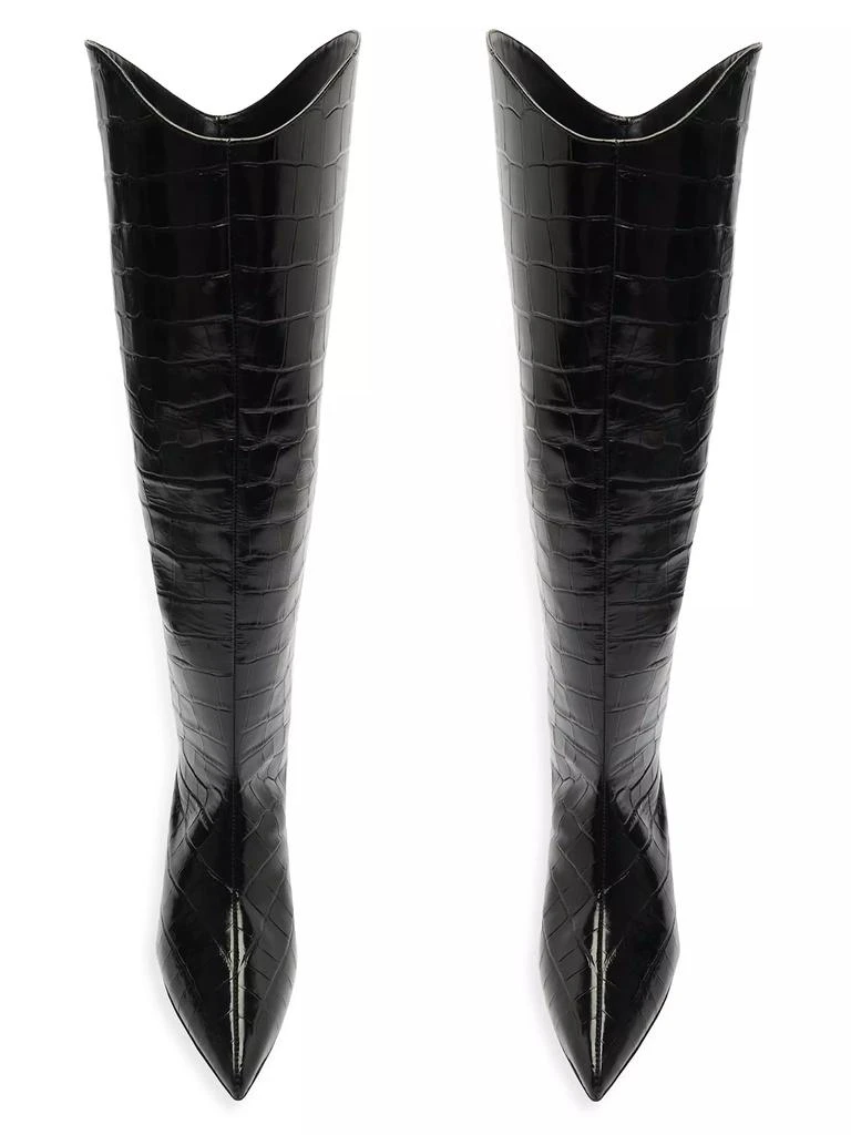 Schutz Maryana 50MM Crocodile-Embossed Wide-Calf Boots 10