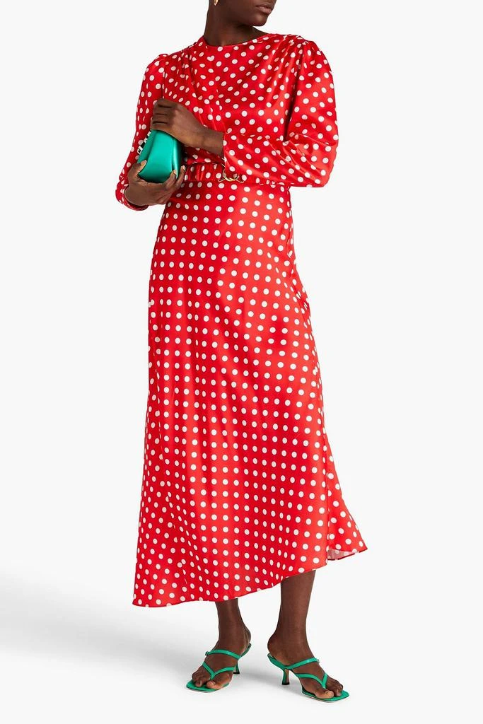 Ronny Kobo Carmen belted polka-dot satin maxi dress 2
