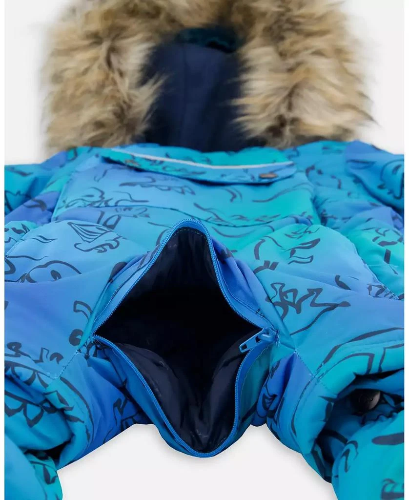 Deux par Deux Baby Boy One-Piece Baby Play Snowsuit Designed for Car Seat Blue Gradient Dinosaur Print - Baby|Toddler 8