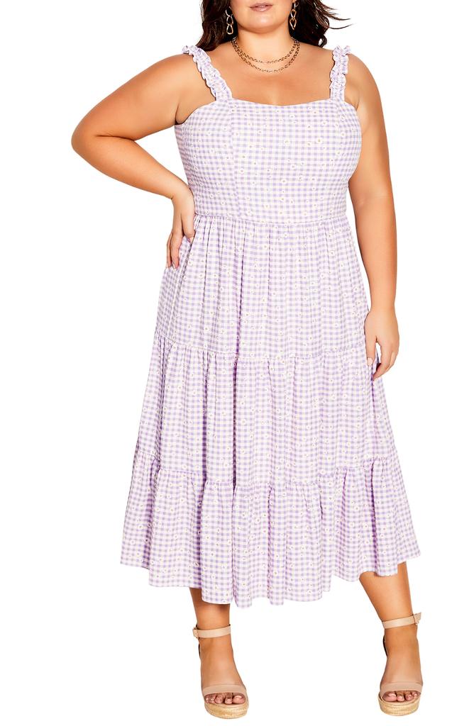 City Chic Victoria Tiered Gingham Sundress