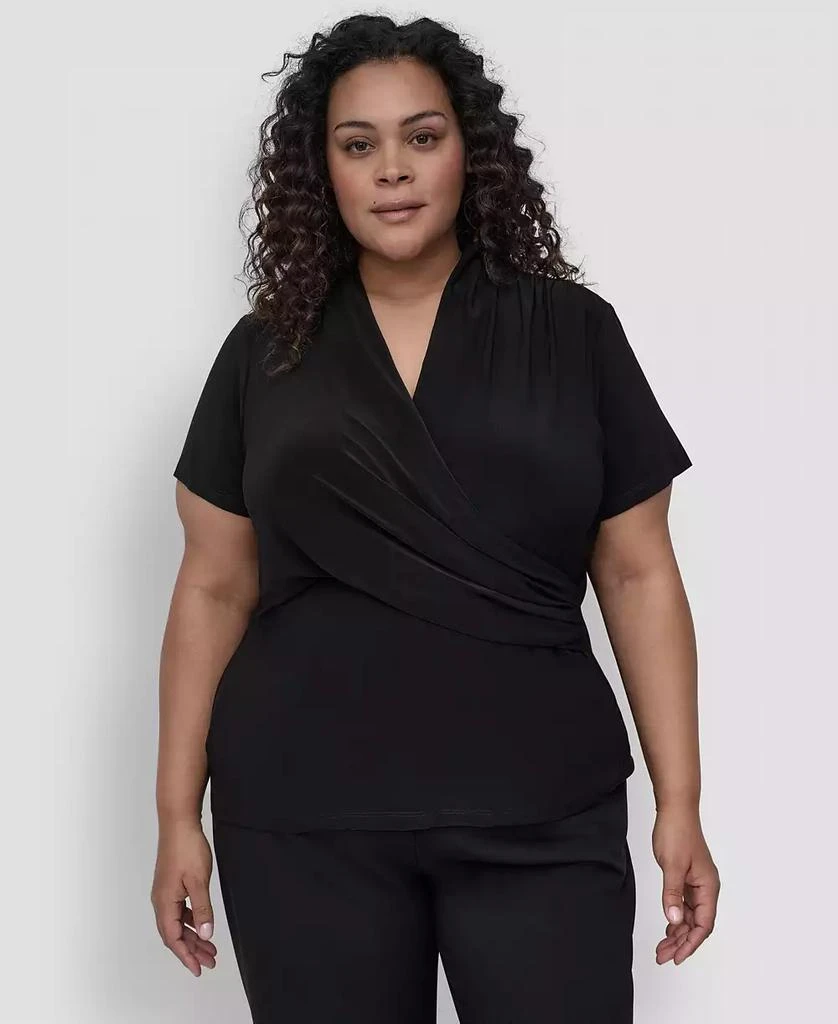 DKNY Plus Size Short-Sleeve Faux-Wrap Top 3