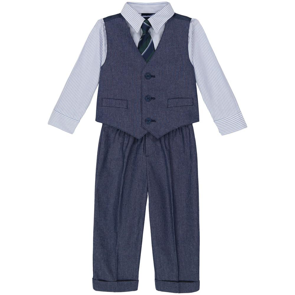 Nautica Baby Boys Iridescent Twill Vest, Shirt, Tie and Pants Set