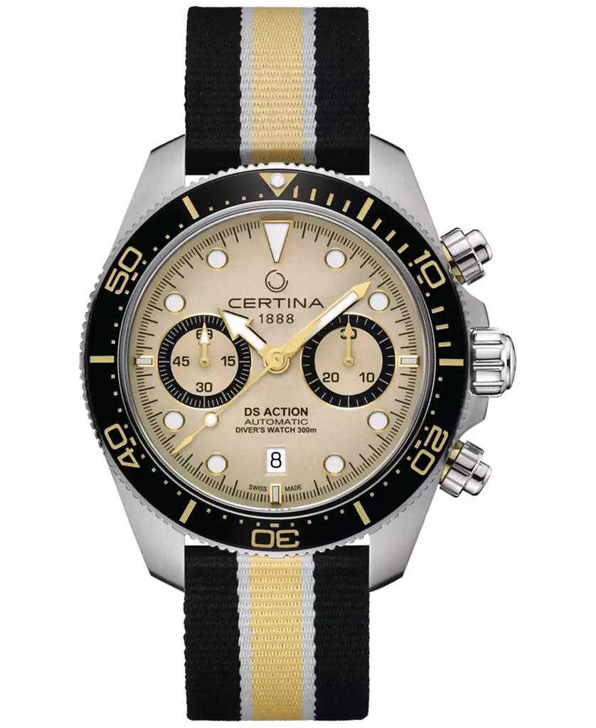 Certina Men's Swiss Automatic Chronograph DS Action Multicolor Nylon Strap Watch 45mm
