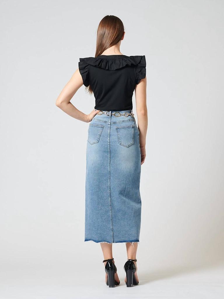 Gracia Gracia - Casual High Waist Jean Skirts With Side Split