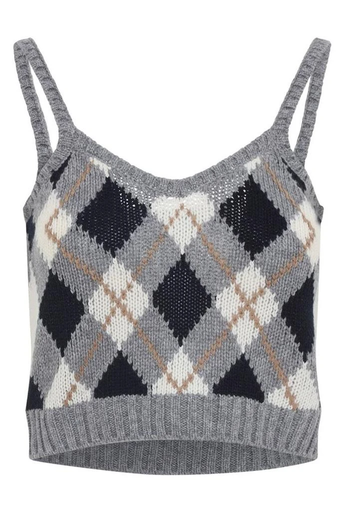Prada Prada Check-Pattern Knitted Tank Top 1