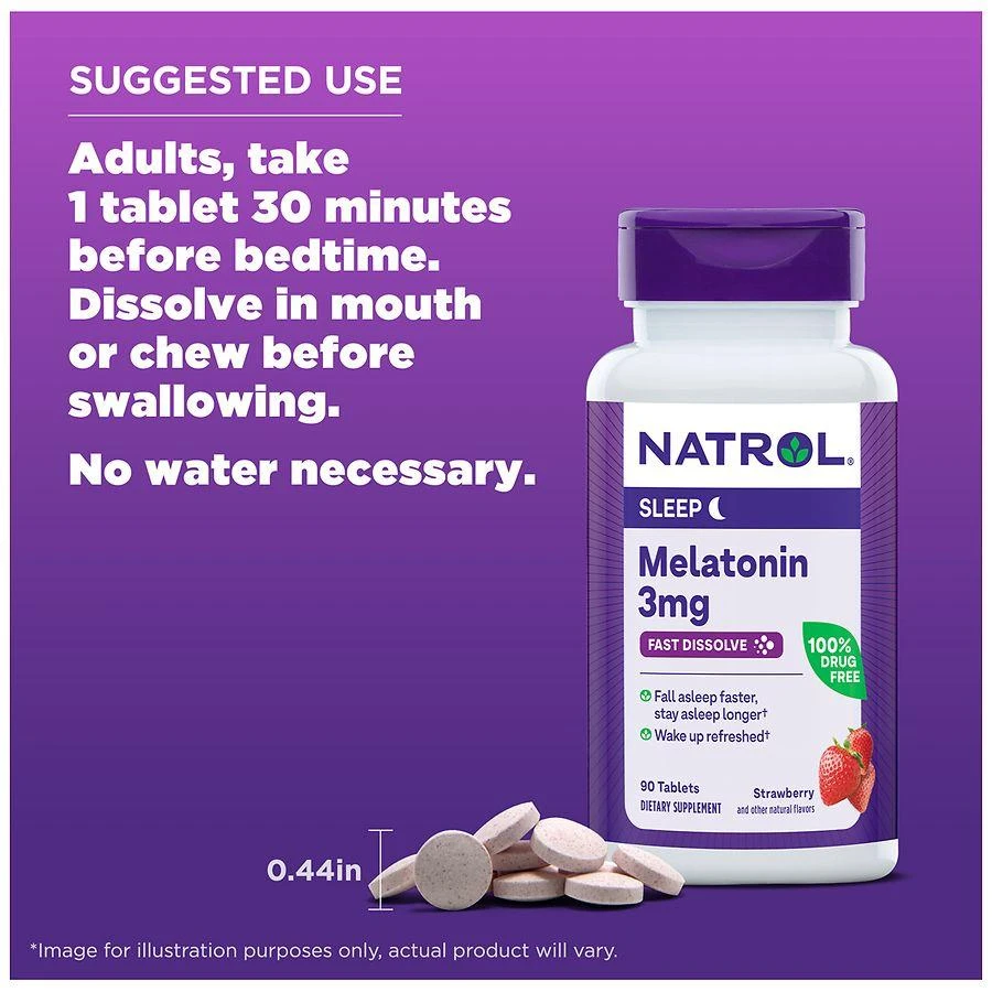 Natrol Melatonin 3mg, Sleep Support, Fast Dissolve Tablets Strawberry 7