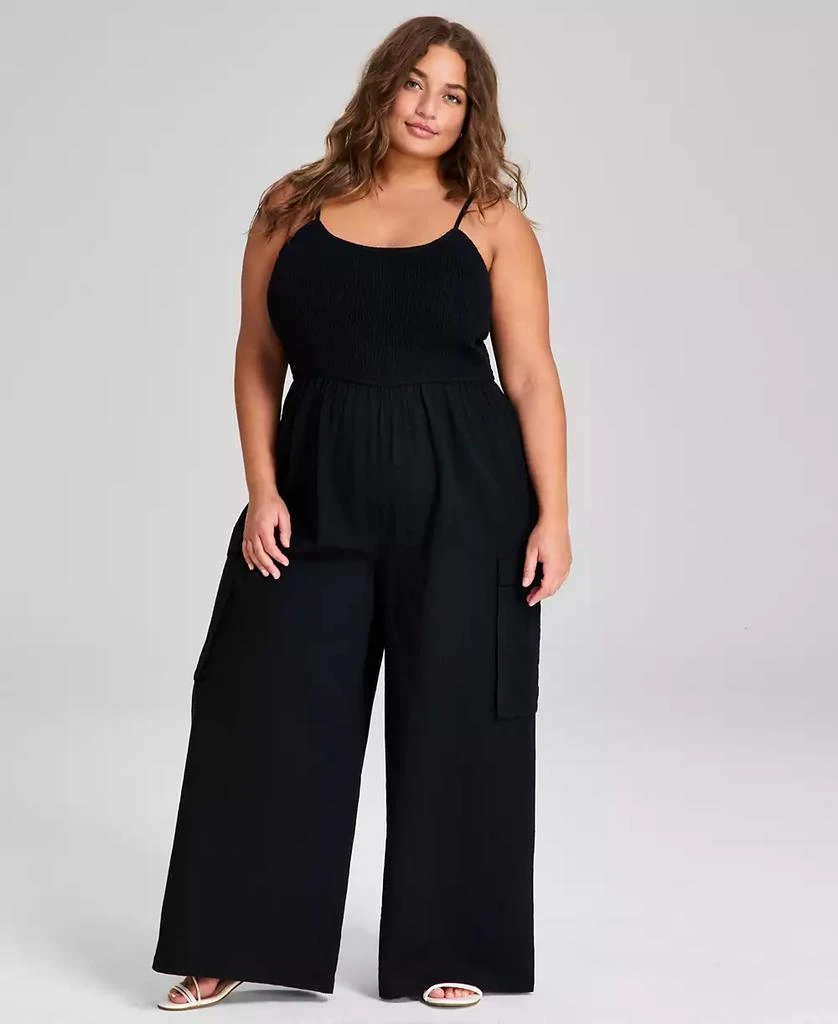 And Now This Trendy Plus Size Smocked Jumpsuit, Created for Macy's 1