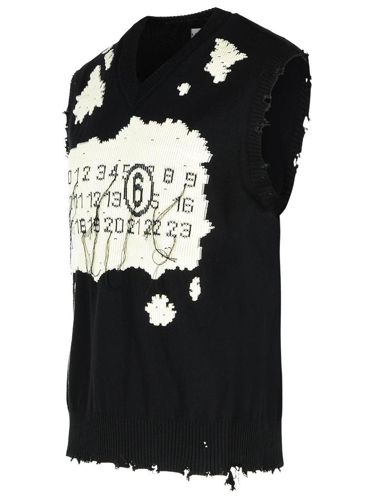 MM6 CALENDAR LOGOINSIDEOUT KNIT VEST ベスト Shop MM6 Maison Margiela Numbers-Motif Knitted Vest on Sale at
