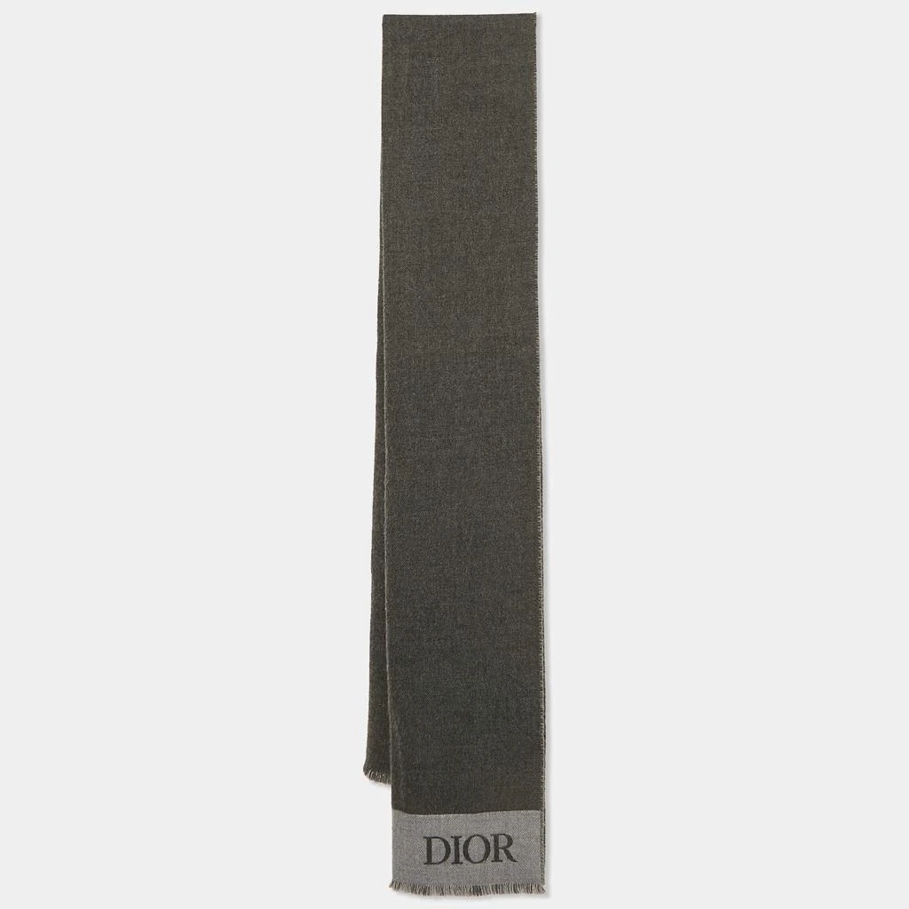 Dior Dior Homme Grey Logo Intarsia Wool Scarf 1