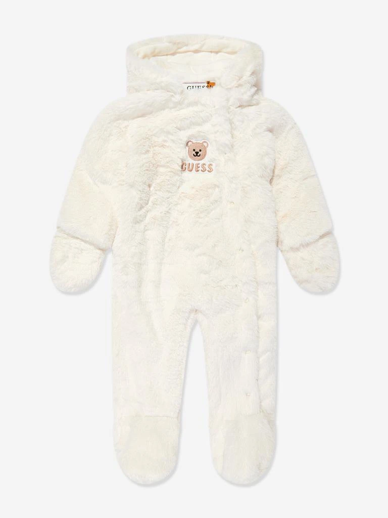 GUESS Guess Baby Faux Fur Snowsuit in Ivory 1