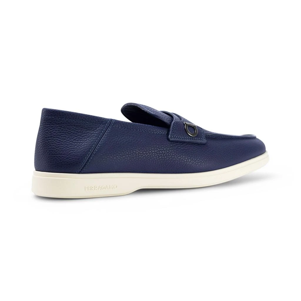 NEW SALVATORE FERRAGAMO men\'s gancini plaque leather loafers in blue Ferragamo Blue Gancini Leather Loafers Salvatore Ferragamo main image 3
