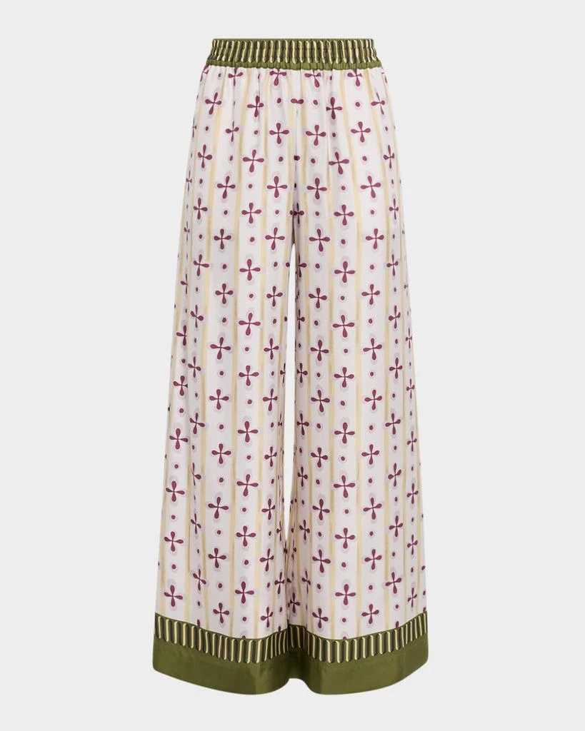 LA DOUBLE J Printed Silk Wide-Leg Palazzo Pants 1