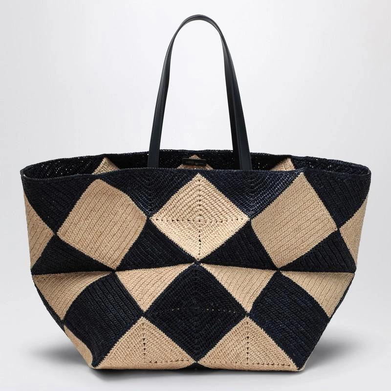 Loewe Puzzle Fold Tote XXL natural/navy raffia bag 4