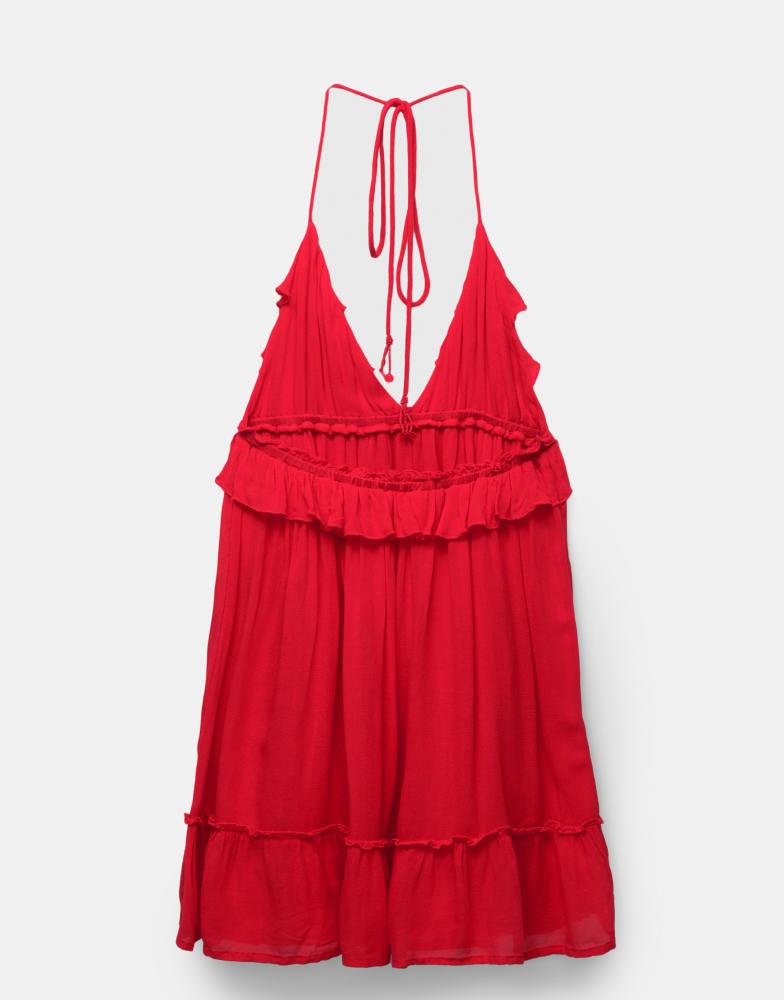Pull&Bear Pull&Bear ruffled mini dress in red