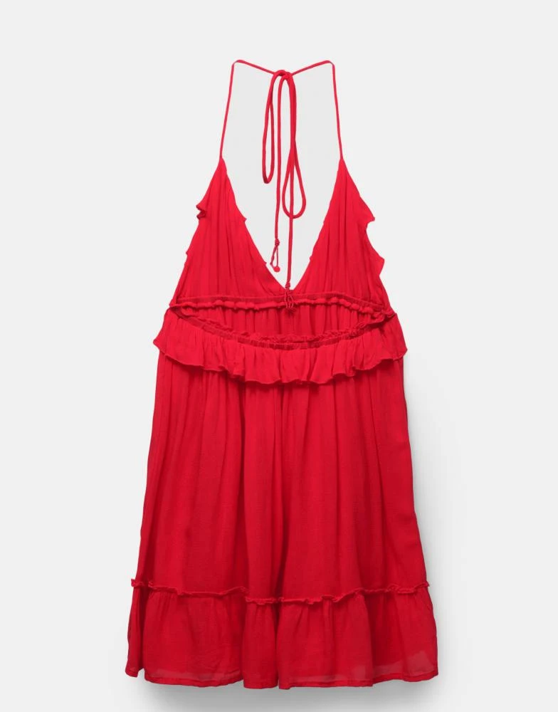 Pull&Bear Pull&Bear ruffled mini dress in red 1
