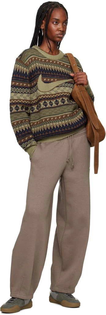 NIKE Taupe Mid-Rise Oversized Tapered Sweatpants 4