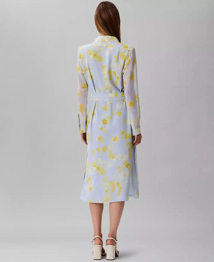 Calvin Klein Women's Long Sleeve Printed Chiffon Belted Shirtdress 2
