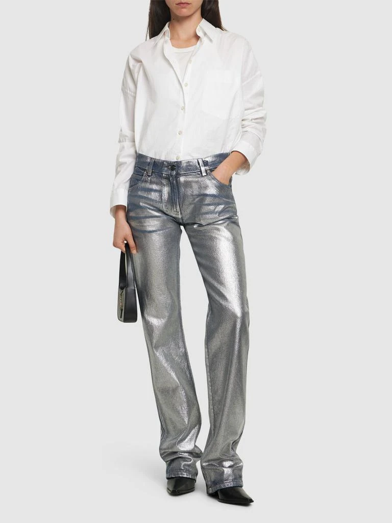 MSGM Silver-coated Denim Low Rise Jeans 1