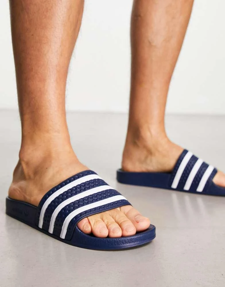 Adidas adidas Originals adilette sliders in navy 2