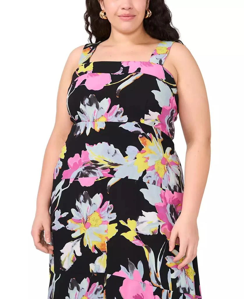 Vince Camuto Plus Size Floral Square-Neck Smocked-Back Sleeveless Maxi Dress 3