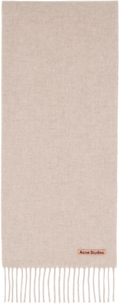 Acne Studios Beige Skinny Fringe Wool Scarf 1