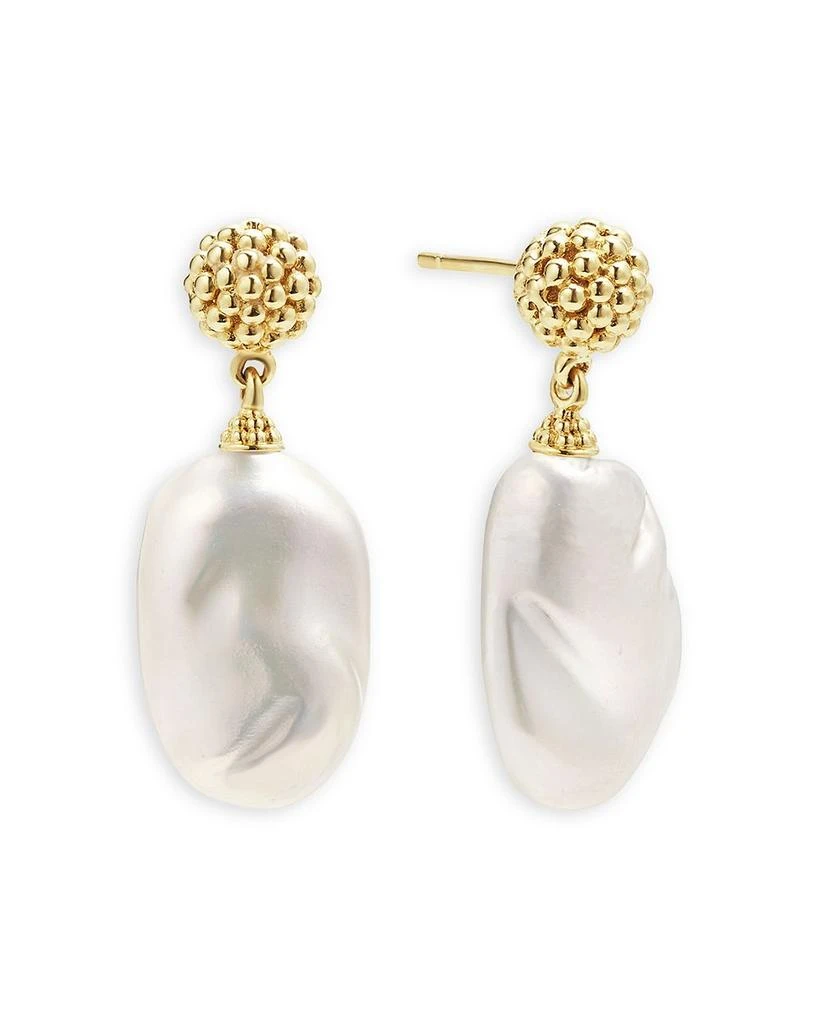 LAGOS 18K Yellow Gold Luna Cultured Freshwater Baroque Pearl Drop Earrings 3