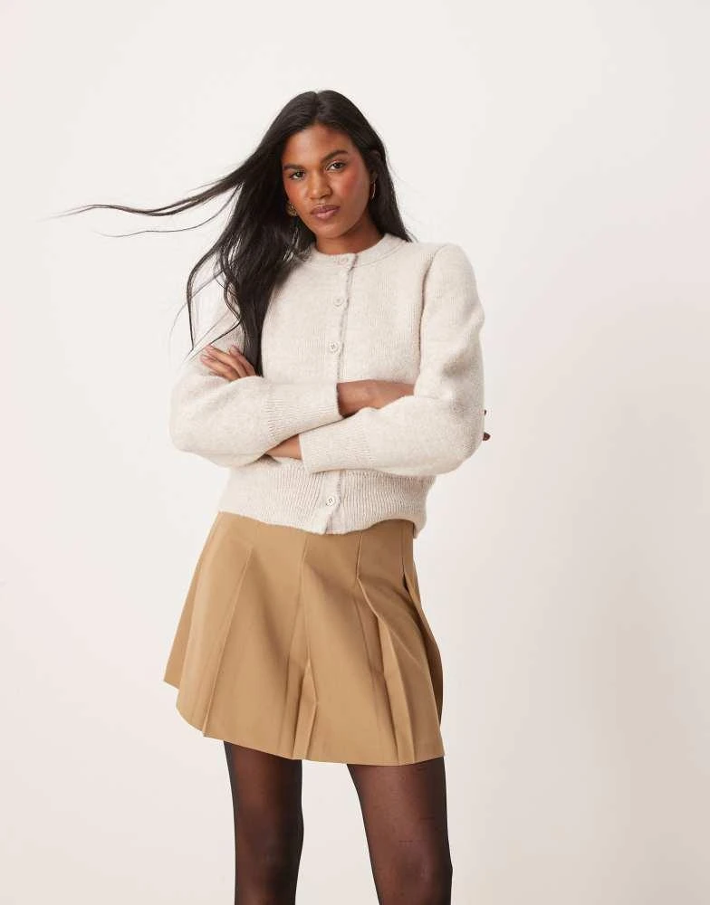 ASOS ASOS DESIGN tailored pleated mini skirt in camel 4