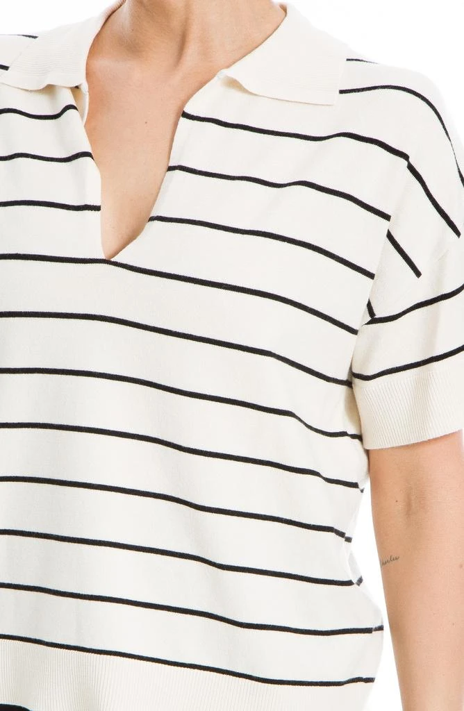 Max Studio Johnny Collar Stripe Knit Polo Sweater 3