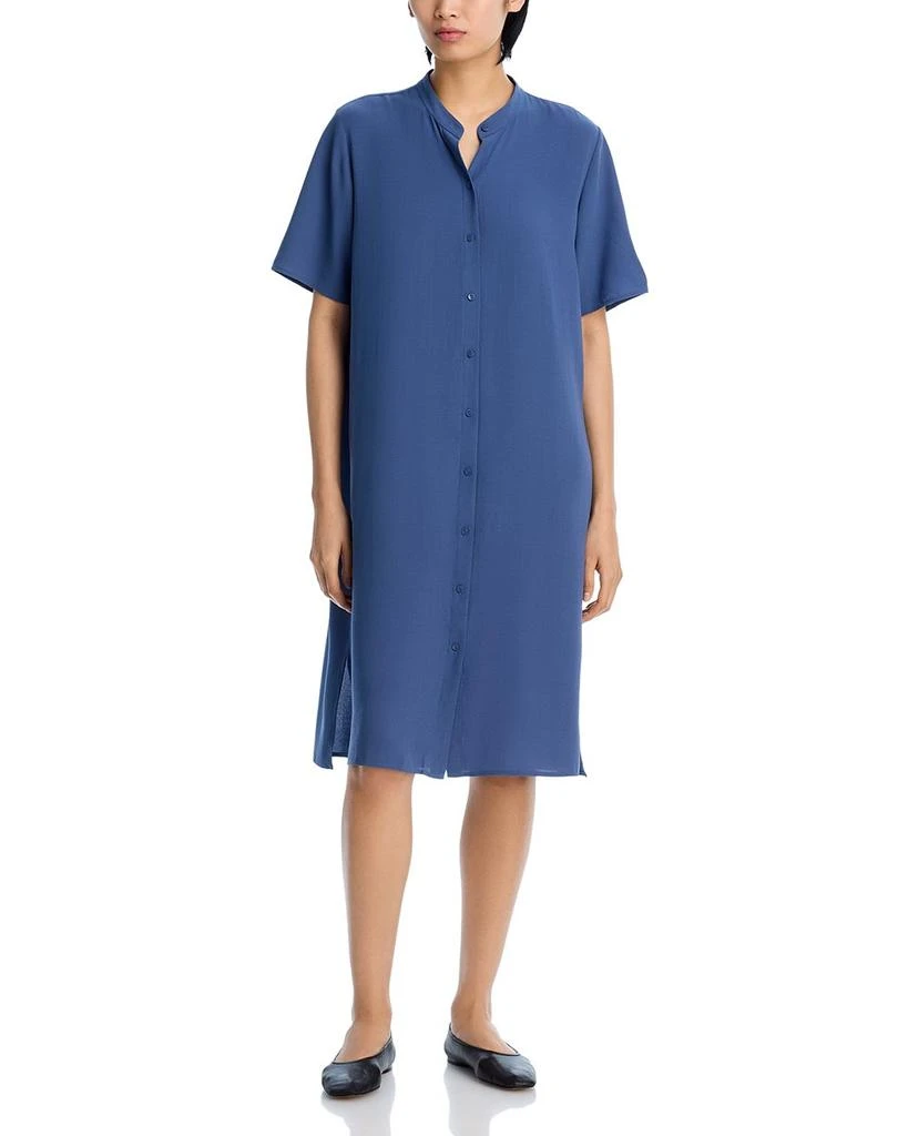Eileen Fisher Silk Mandarin Collar Shirtdress 1