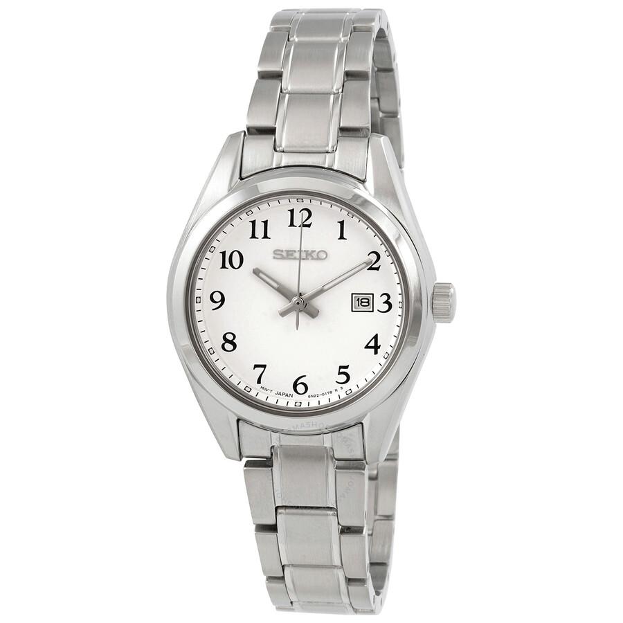 Seiko Dress Quartz Diamond White Dial Ladies Watch SRZ545